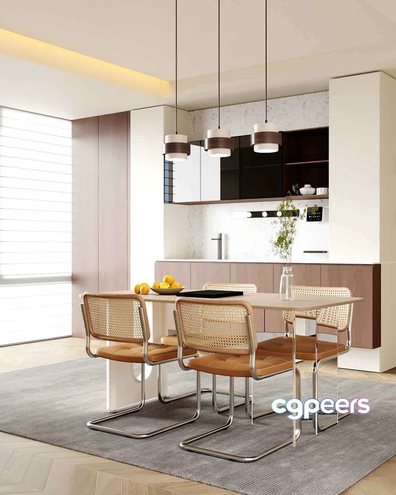 Modern Dining Area 3D Model - 17446 - VRAY Render