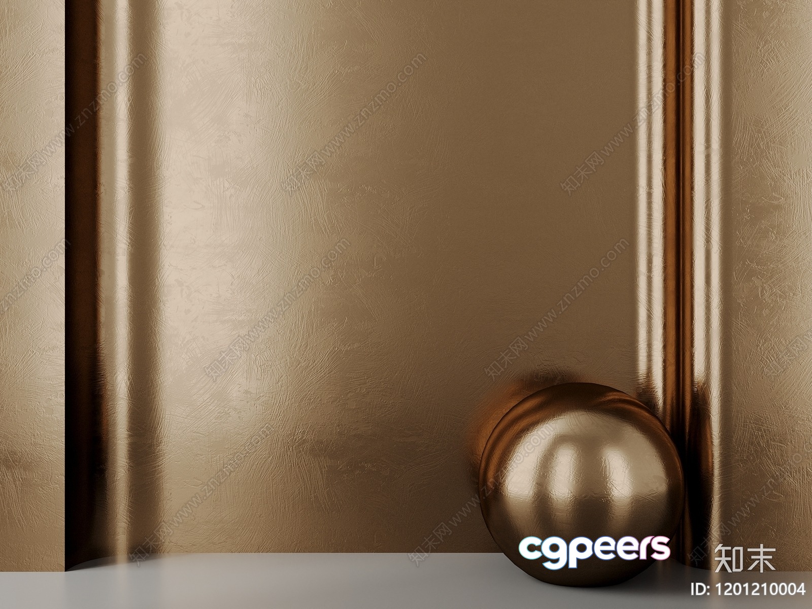 Gold Sphere Against Gold Wall 3D Model - 3622 - CORONA Render