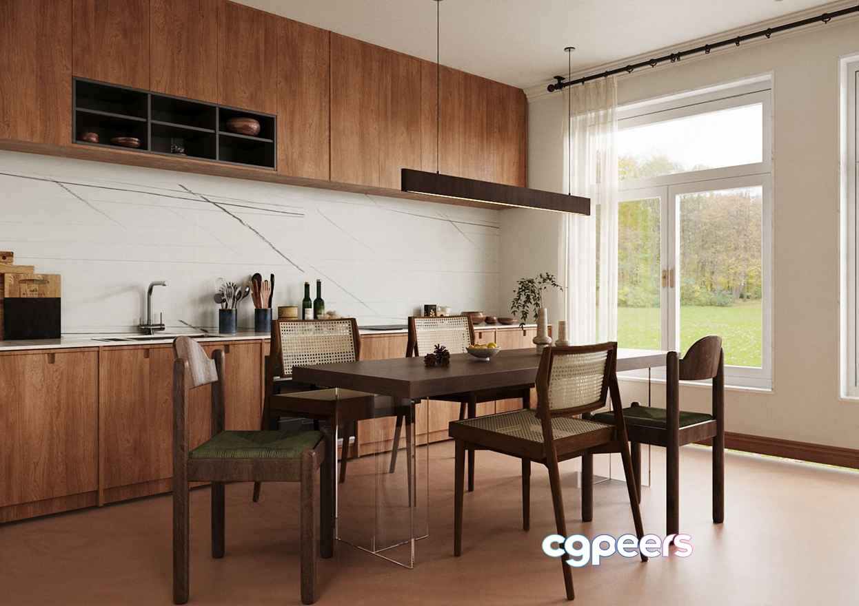 Modern Dining Room 3D Model - 12832 - CORONA Render