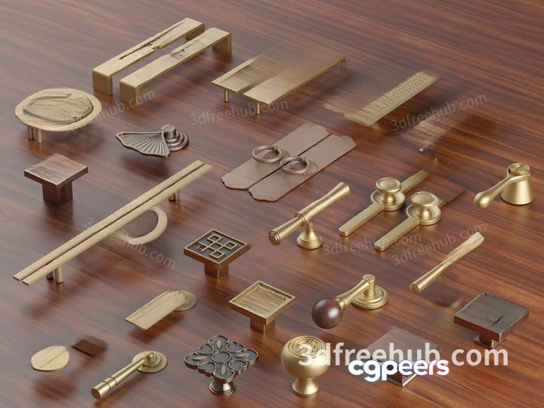 Gold Cabinet Knobs 3D Model - 20591 - VRAY Render Gold Cabinet Knobs 3D Model - 20591 - VRAY Render