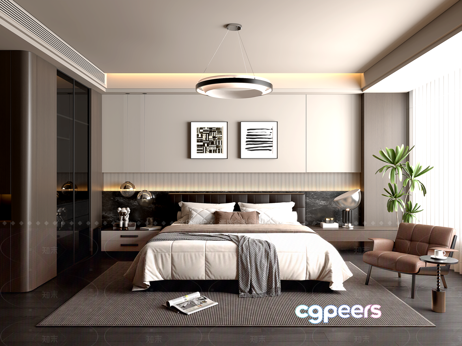 Modern Master Bedroom 3D Model - 764 - VRAY Render