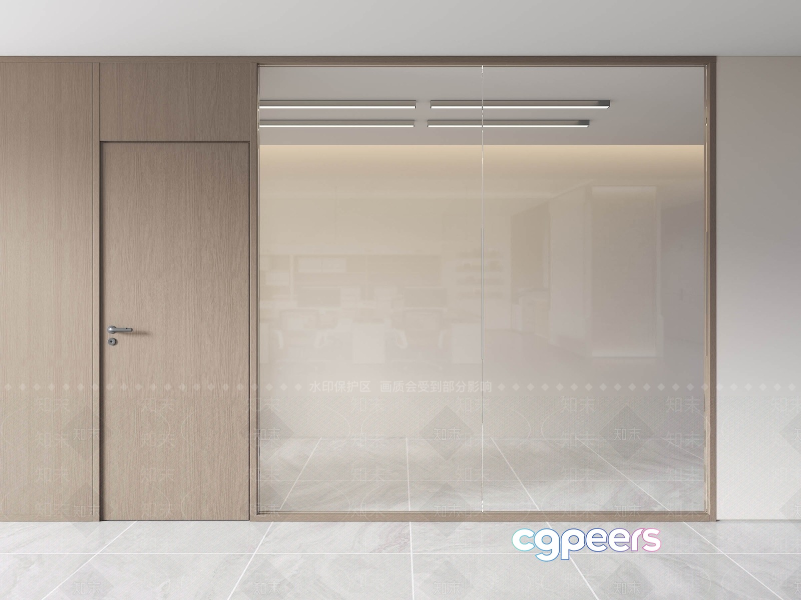 A Modern Glass Door 3D Model - 16826 - VRAY Render