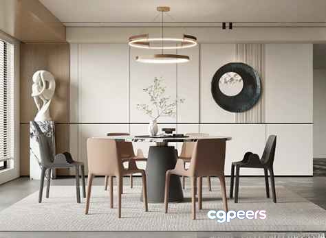 Modern Dining Room 3D Model - 21406 - VRAY Render