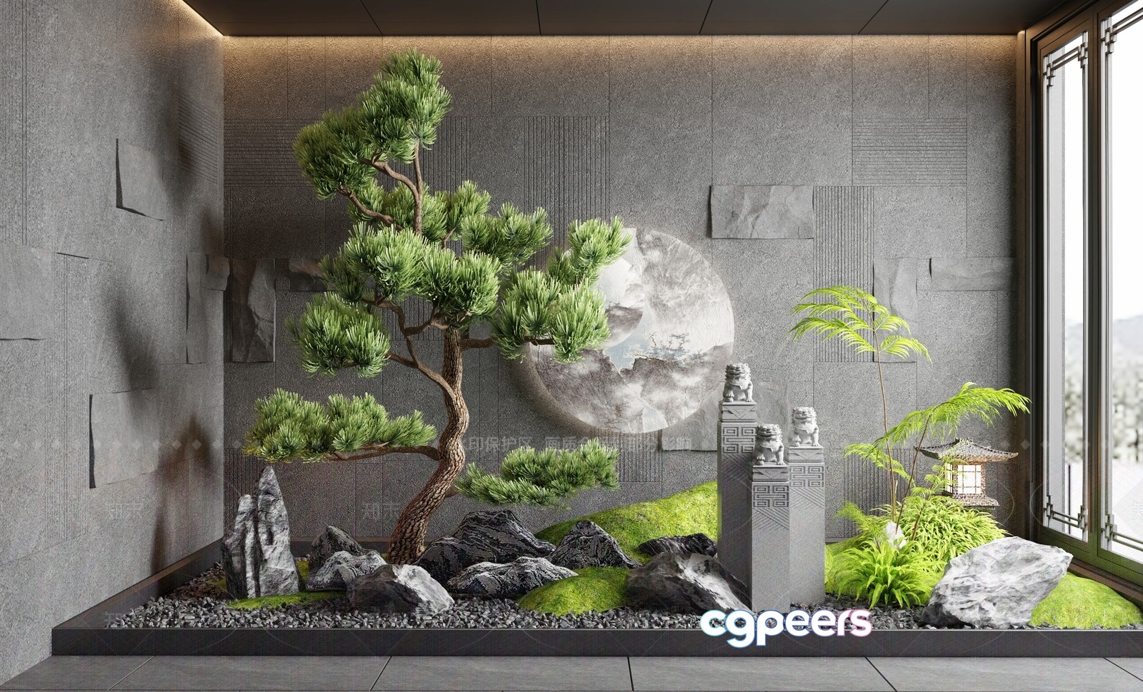 A Japanese-Style Garden 3D Model - 22493 - VRAY Render A Japanese-Style Garden 3D Model - 22493 - VRAY Render