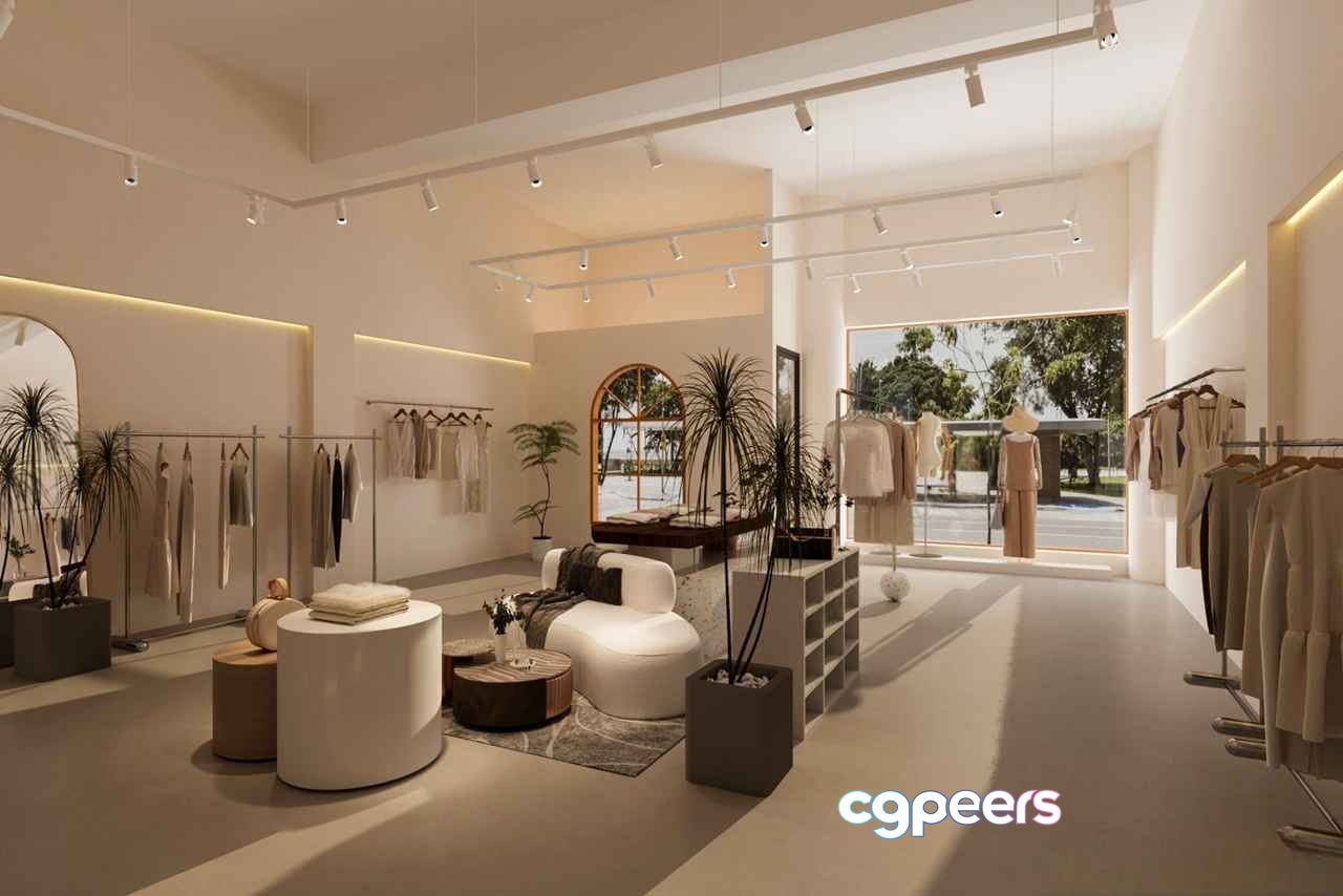 Minimalist Clothing Store 3D Model - 8229 - CORONA Render