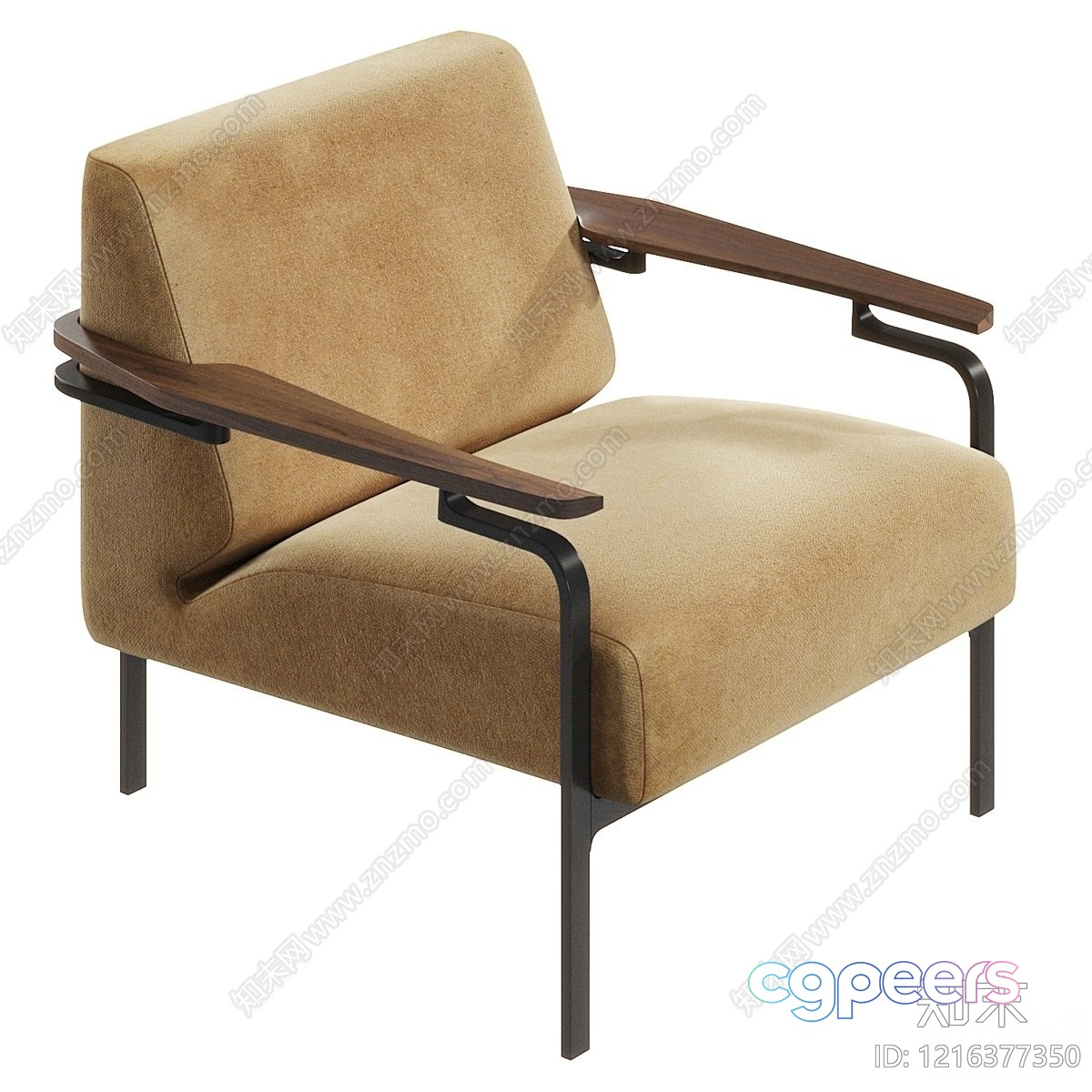 Modern Armchair With Wood Arms 3D Model - 14854 - VRAY Render Modern Armchair With Wood Arms 3D Model - 14854 - VRAY Render