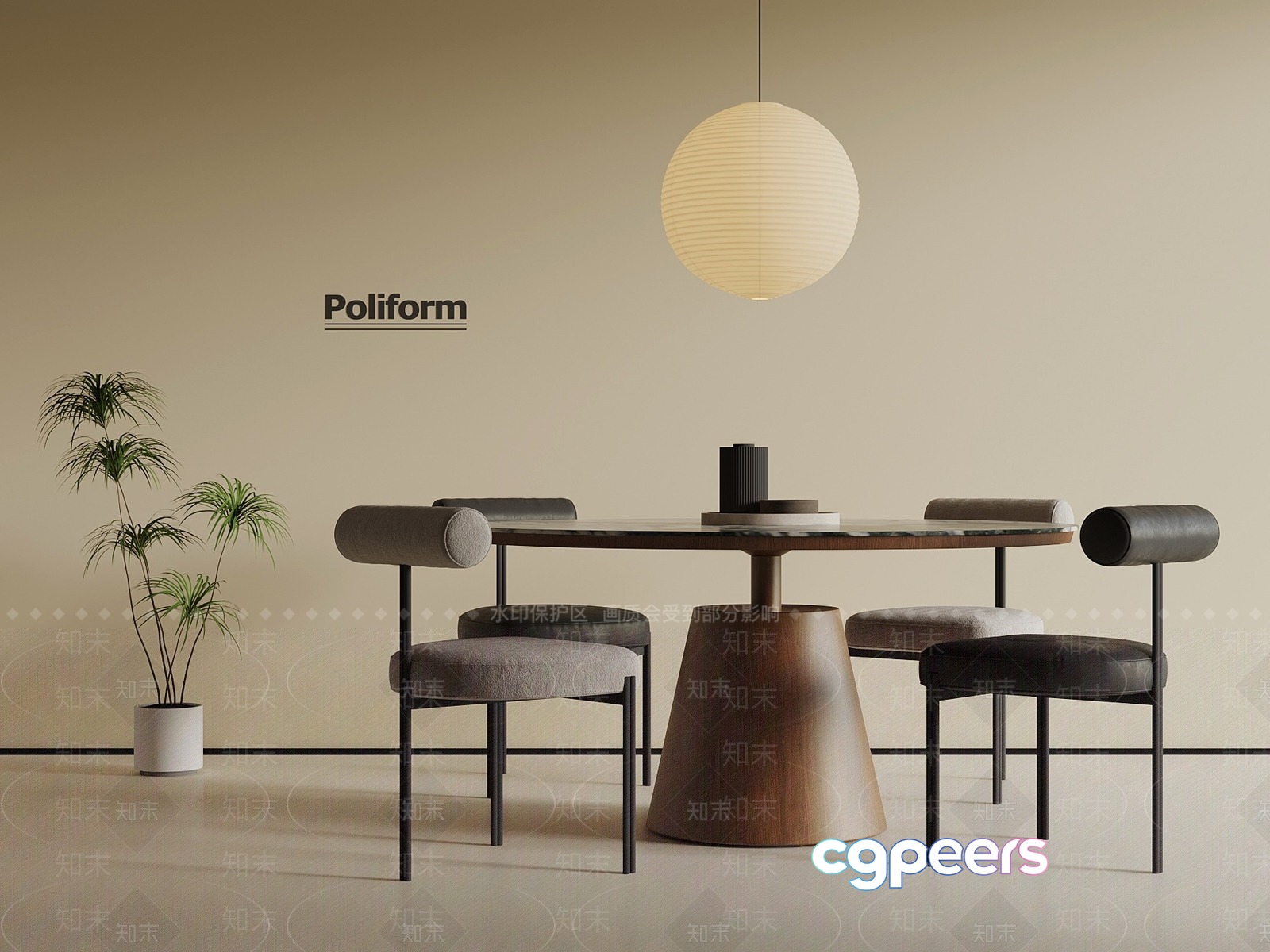 Modern Dining Room 3D Model - 21433 - VRAY Render Modern Dining Room 3D Model - 21433 - VRAY Render
