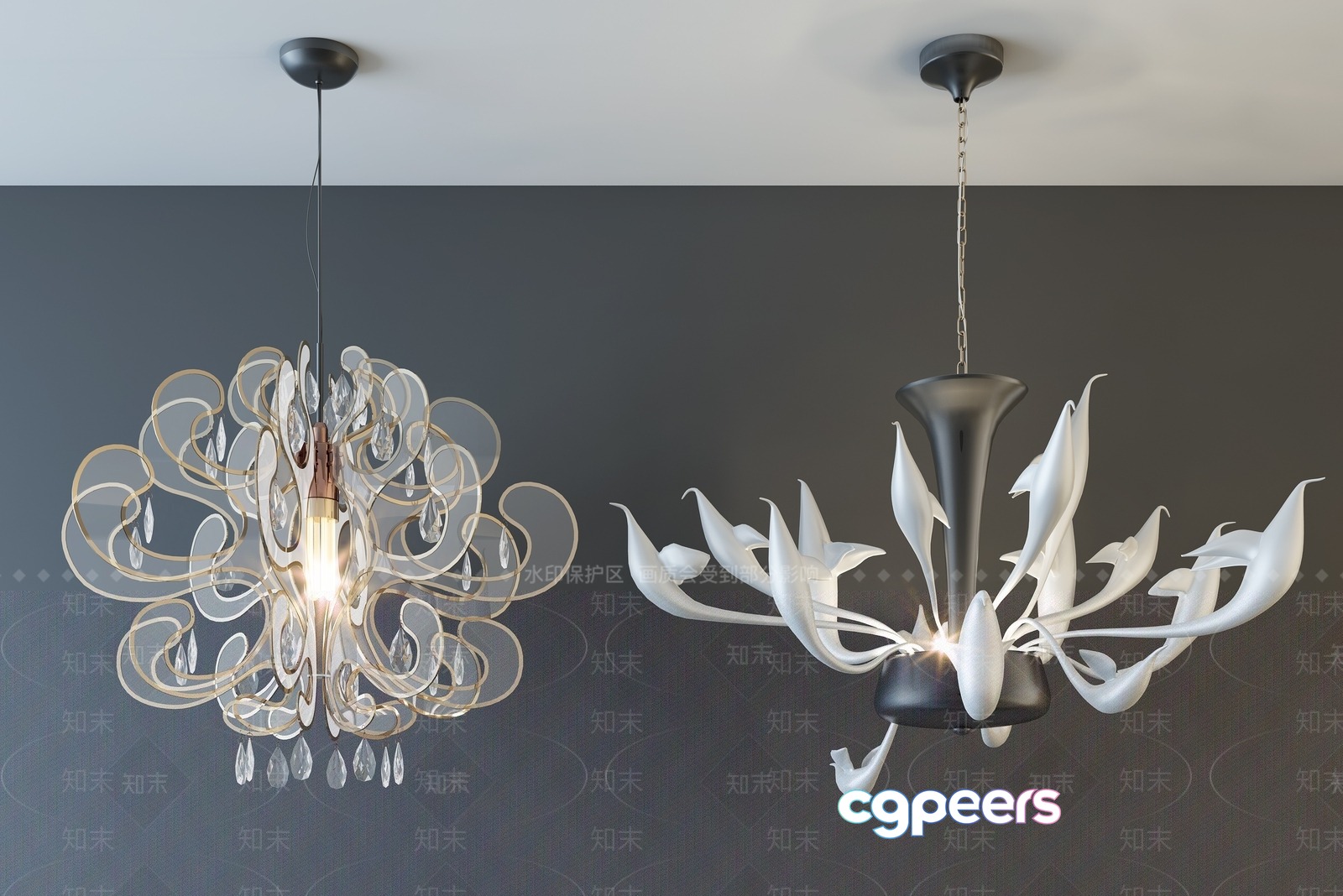 Gold Light Fixture 3D Model - 17790 - VRAY Render