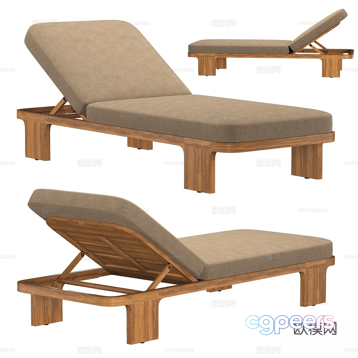A Wooden Chaise Lounge 3D Model - 16122 - VRAY Render
