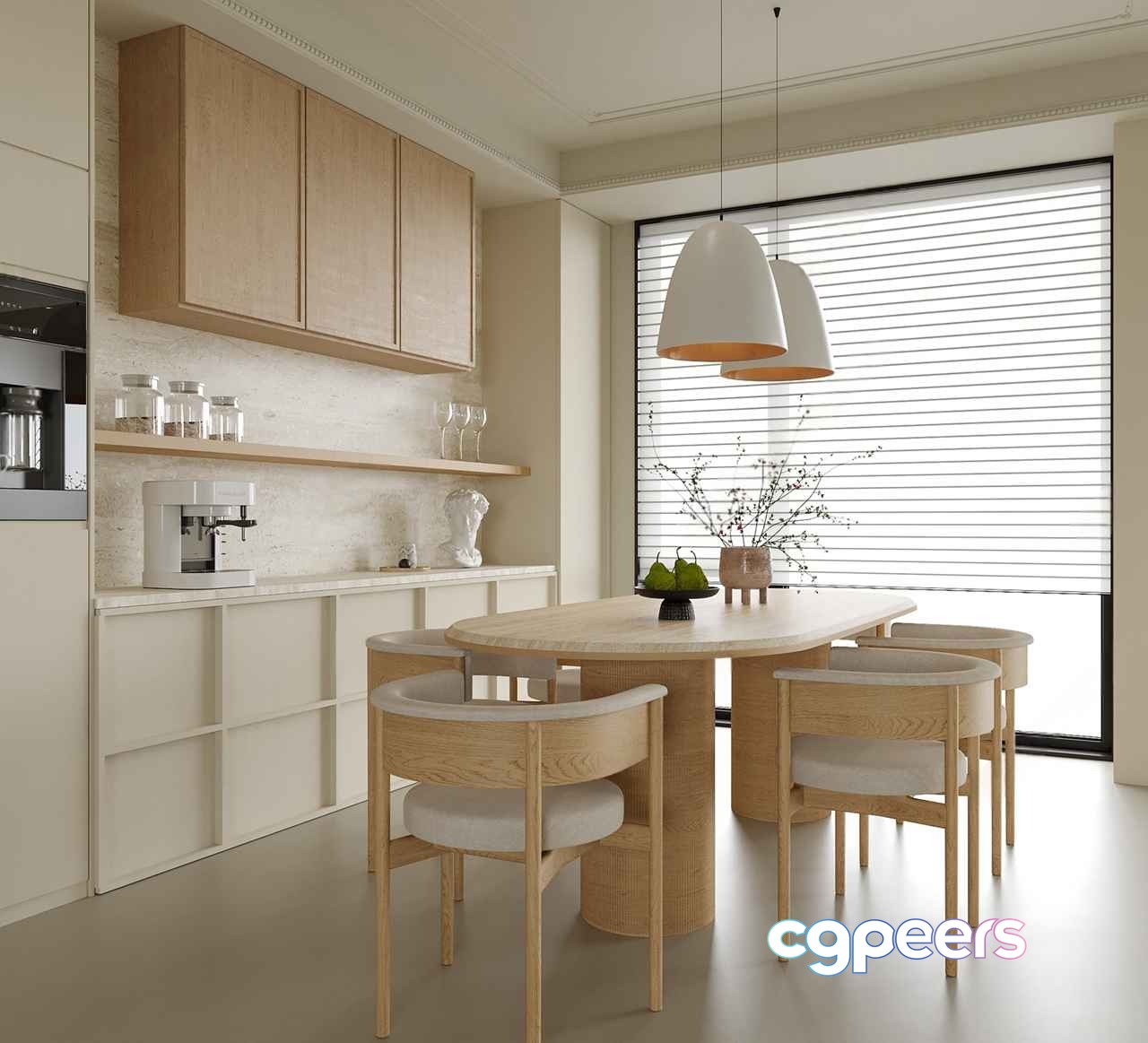 Modern Minimalist Dining Room 3D Model - 3851 - VRAY Render