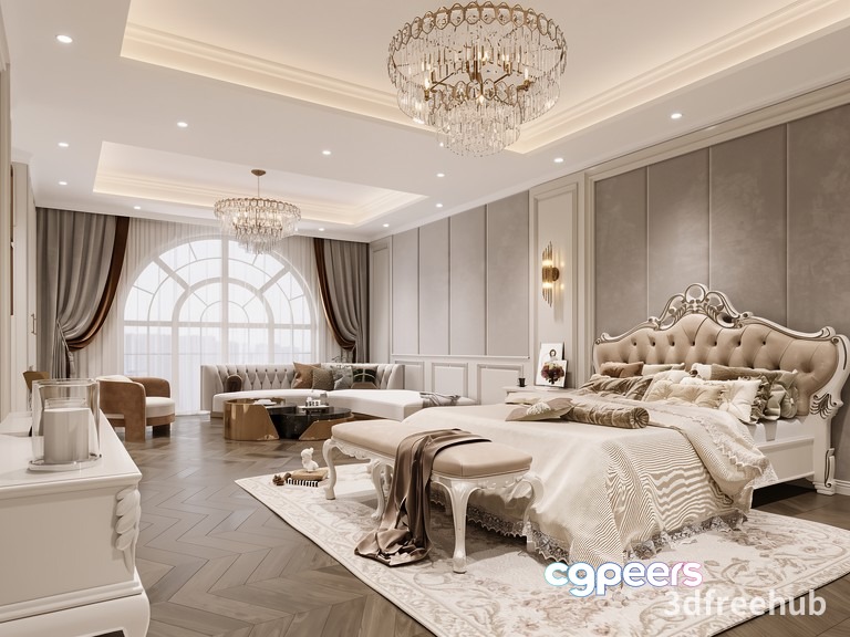 A Luxurious Bedroom 3D Model - 23004 - VRAY Render