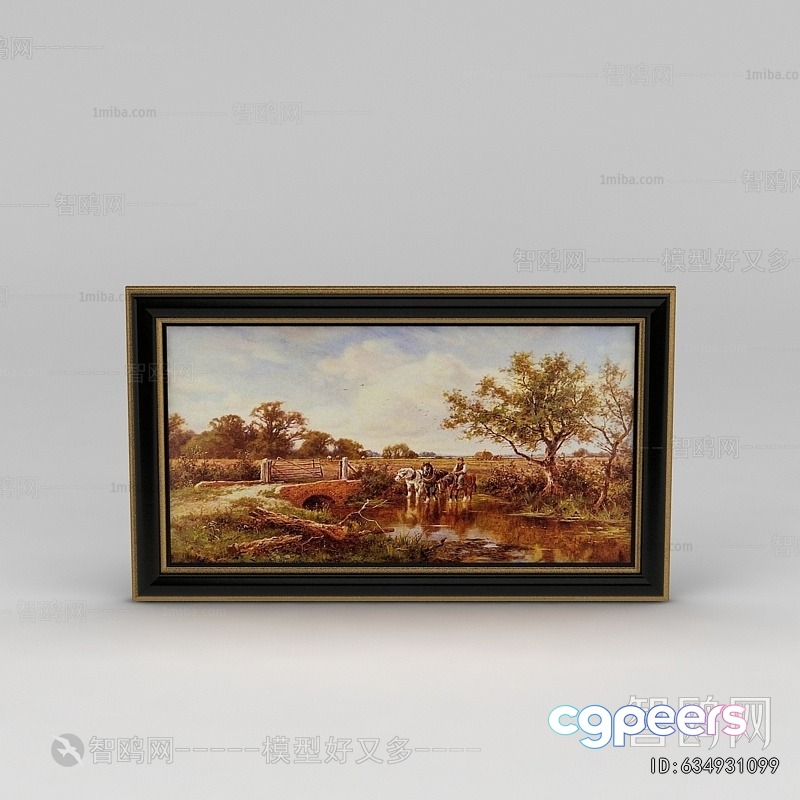 A Framed Landscape Painting 3D Model - 6797 - VRAY Render A Framed Landscape Painting 3D Model - 6797 - VRAY Render