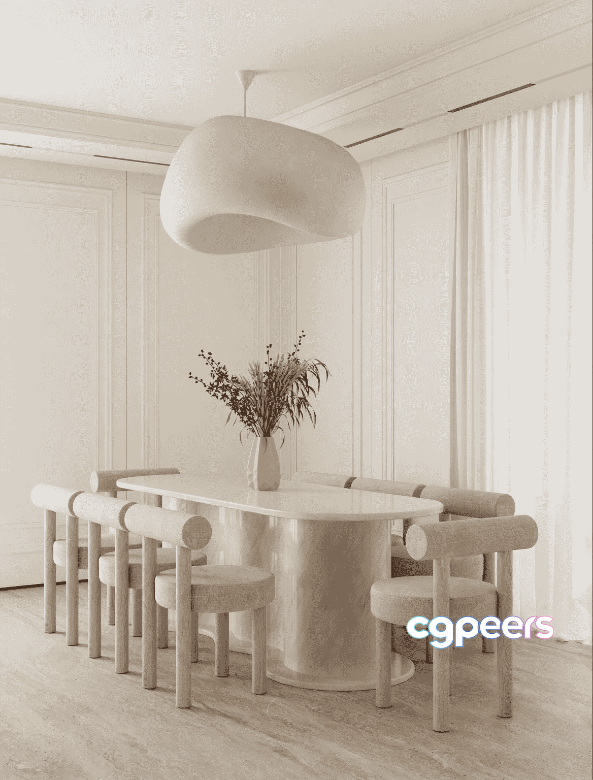 Modern Minimalist Dining Room 3D Model - 11205 - VRAY Render