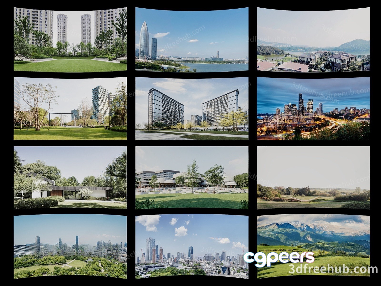 A Collection Of 3D Renderings Of Various Citysc 3D Model - 21615 - VRAY Render