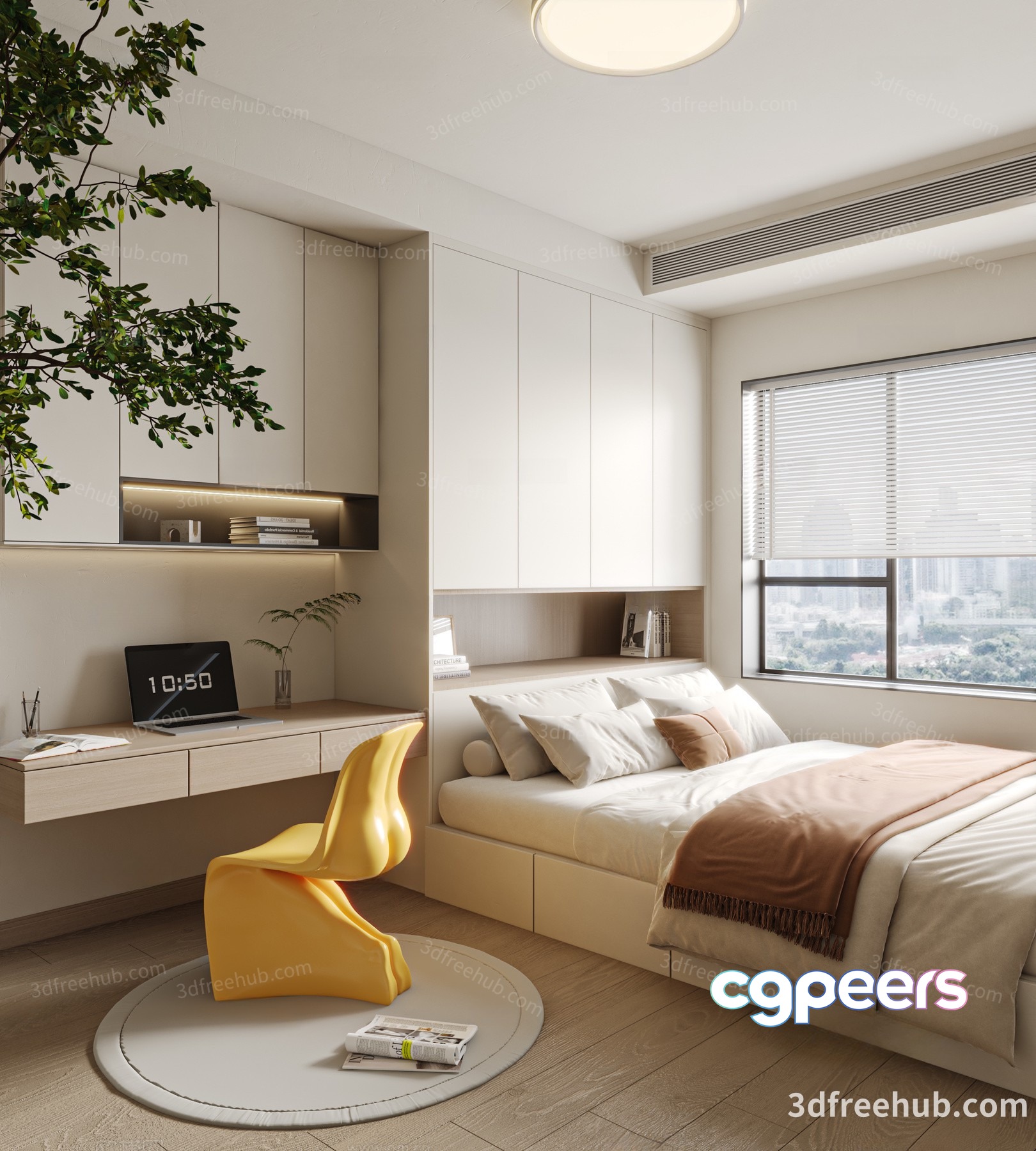 Cozy Modern Bedroom 3D Model - 19689 - VRAY Render Cozy Modern Bedroom 3D Model - 19689 - VRAY Render