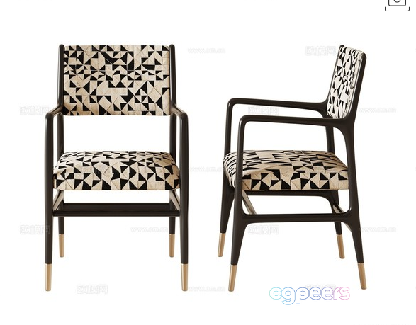 Two Chairs With A Geometric Pattern 3D Model - 16166 - CORONA Render