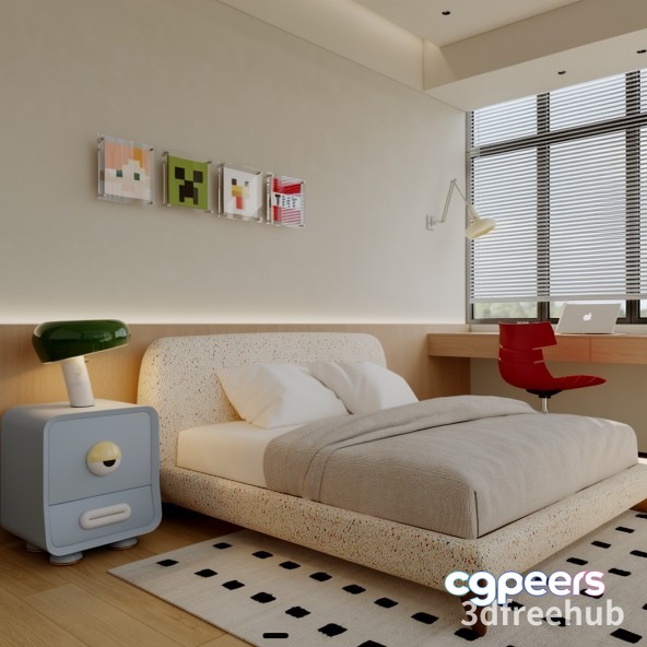 Modern Minecraft Bedroom 3D Model - 5533 - VRAY Render