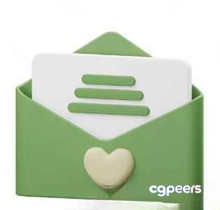 Green Envelope With Heart 3D Model - 16224 - VRAY Render Green Envelope With Heart 3D Model - 16224 - VRAY Render