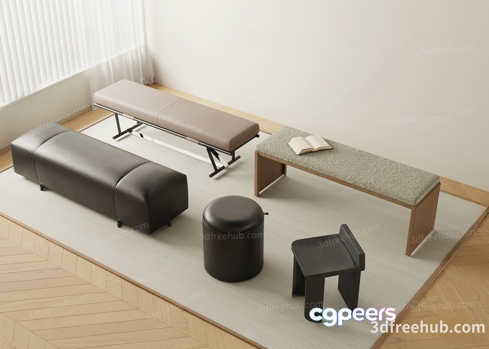 A Living Room With Modern Furniture 3D Model - 18723 - VRAY Render A Living Room With Modern Furniture 3D Model - 18723 - VRAY Render