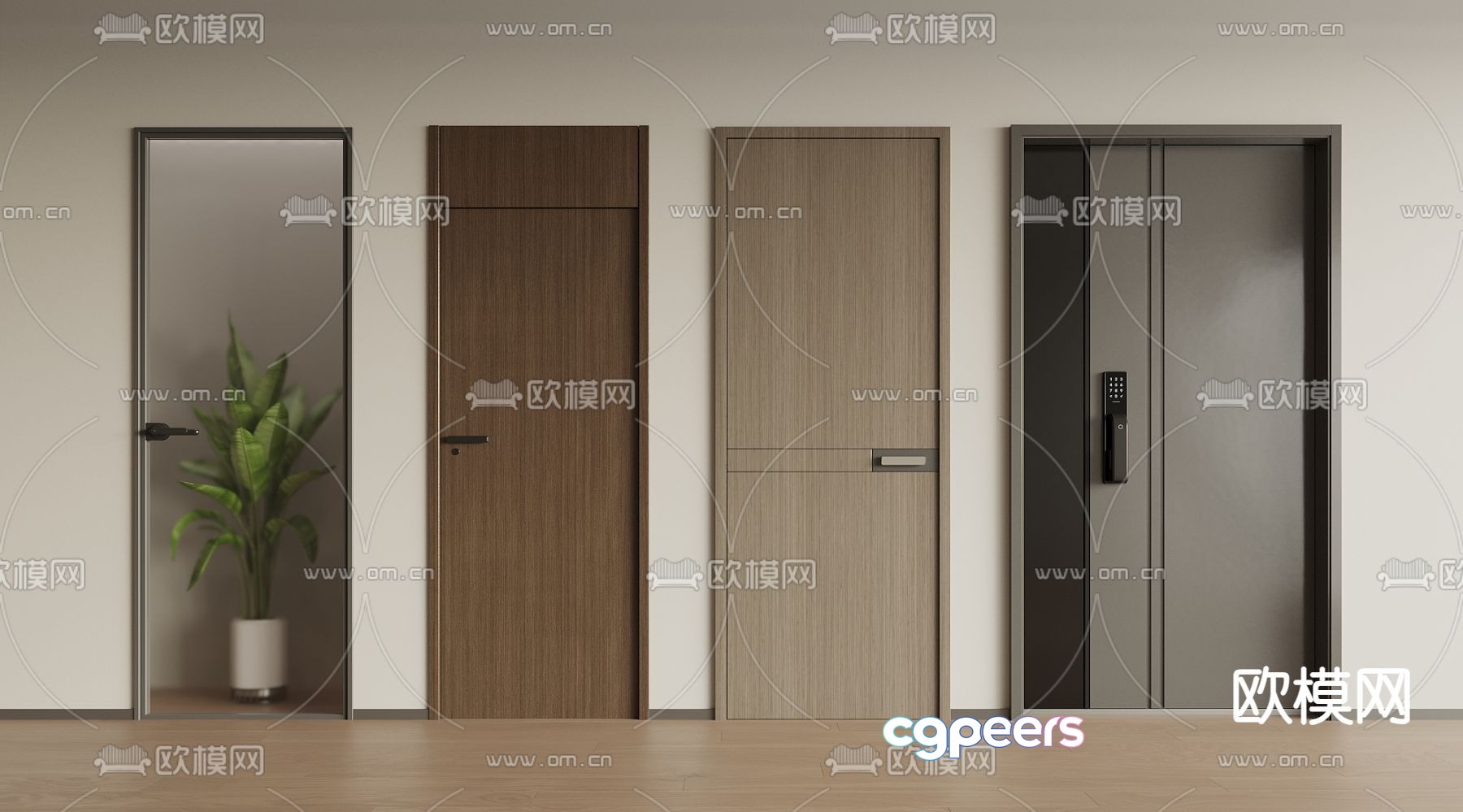 Modern Interior Doors 3D Model - 7270 - VRAY Render