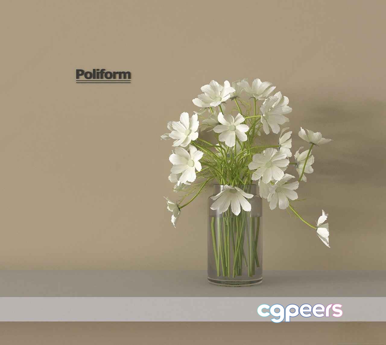 A Vase Of White Flowers 3D Model - 2570 - VRAY Render A Vase Of White Flowers 3D Model - 2570 - VRAY Render