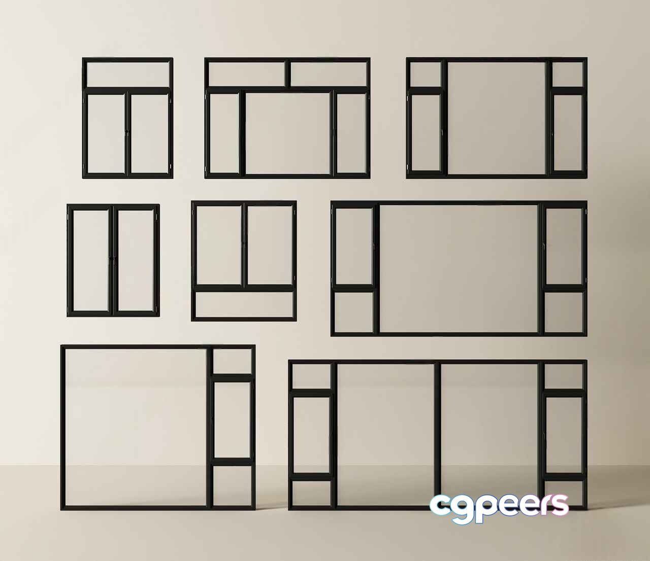 Metal Window Frames 3D Model - 10803 - VRAY Render