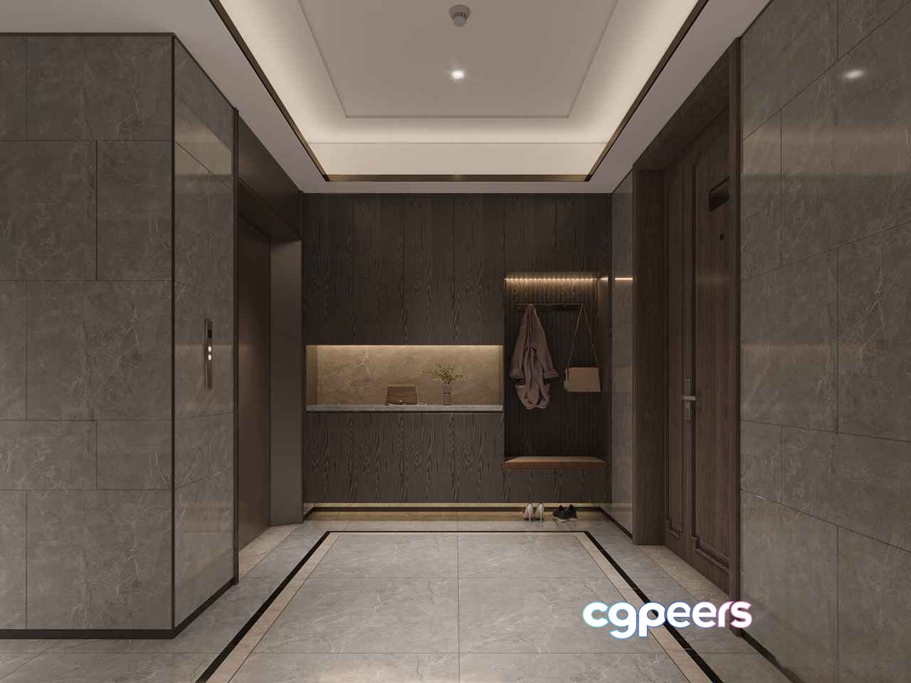 Modern Marble Hallway 3D Model - 11538 - VRAY Render Modern Marble Hallway 3D Model - 11538 - VRAY Render