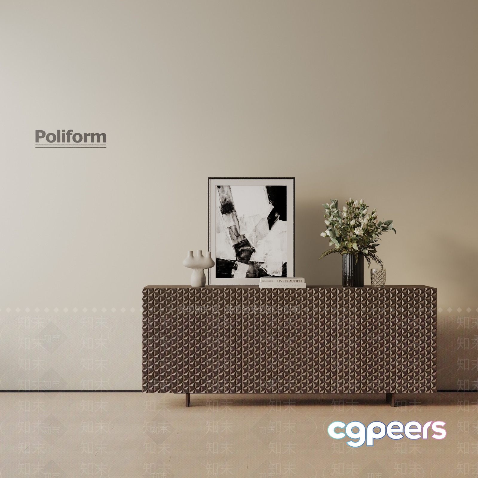 Modern Sideboard 3D Model - 4138 - VRAY Render