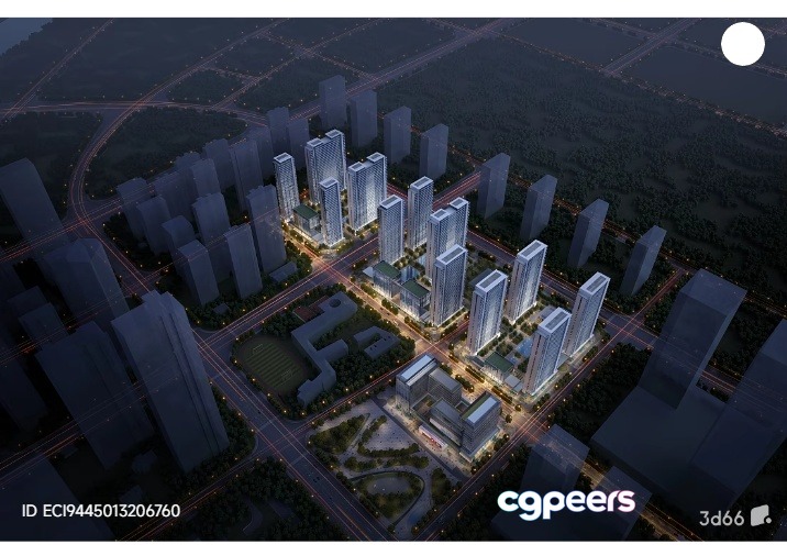 Modern Cityscape At Night 3D Model - 3065 - VRAY Render