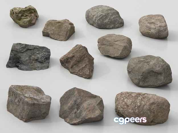 Grey Rough Stones 3D Model - 8968 - VRAY Render Grey Rough Stones 3D Model - 8968 - VRAY Render