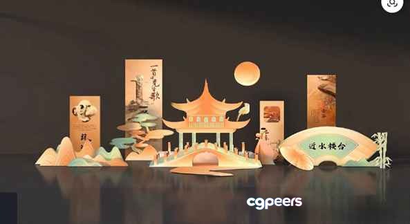 Asian-Inspired Art 3D Model - 17233 - VRAY Render Asian-Inspired Art 3D Model - 17233 - VRAY Render