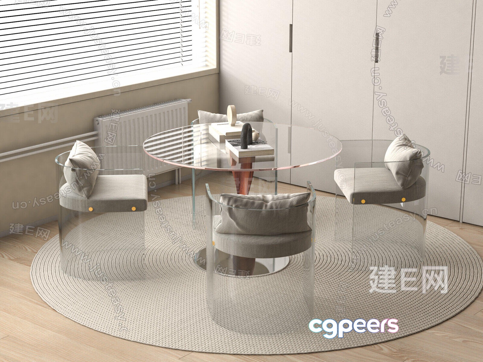 Modern Glass Dining Table 3D Model - 15946 - VRAY Render Modern Glass Dining Table 3D Model - 15946 - VRAY Render