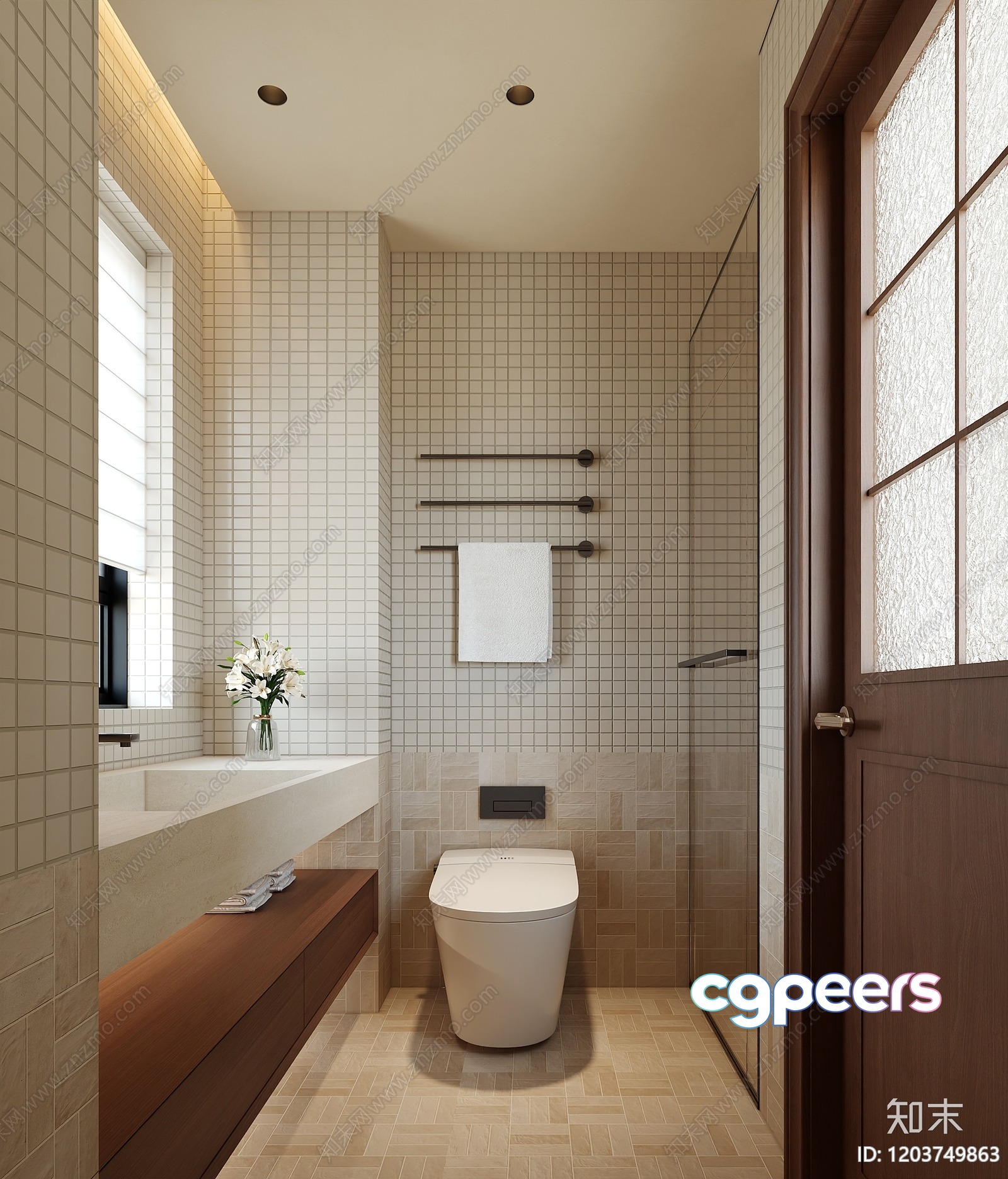 Modern Bathroom 3D Model - 1990 - VRAY Render Modern Bathroom 3D Model - 1990 - VRAY Render