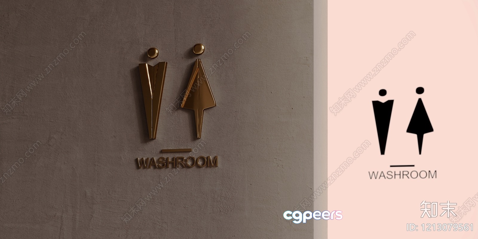 A Sign For A Washroom 3D Model - 11263 - VRAY Render