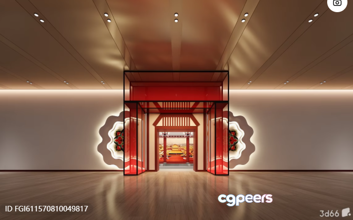 A Modern Hallway With Red Accents 3D Model - 13250 - VRAY Render