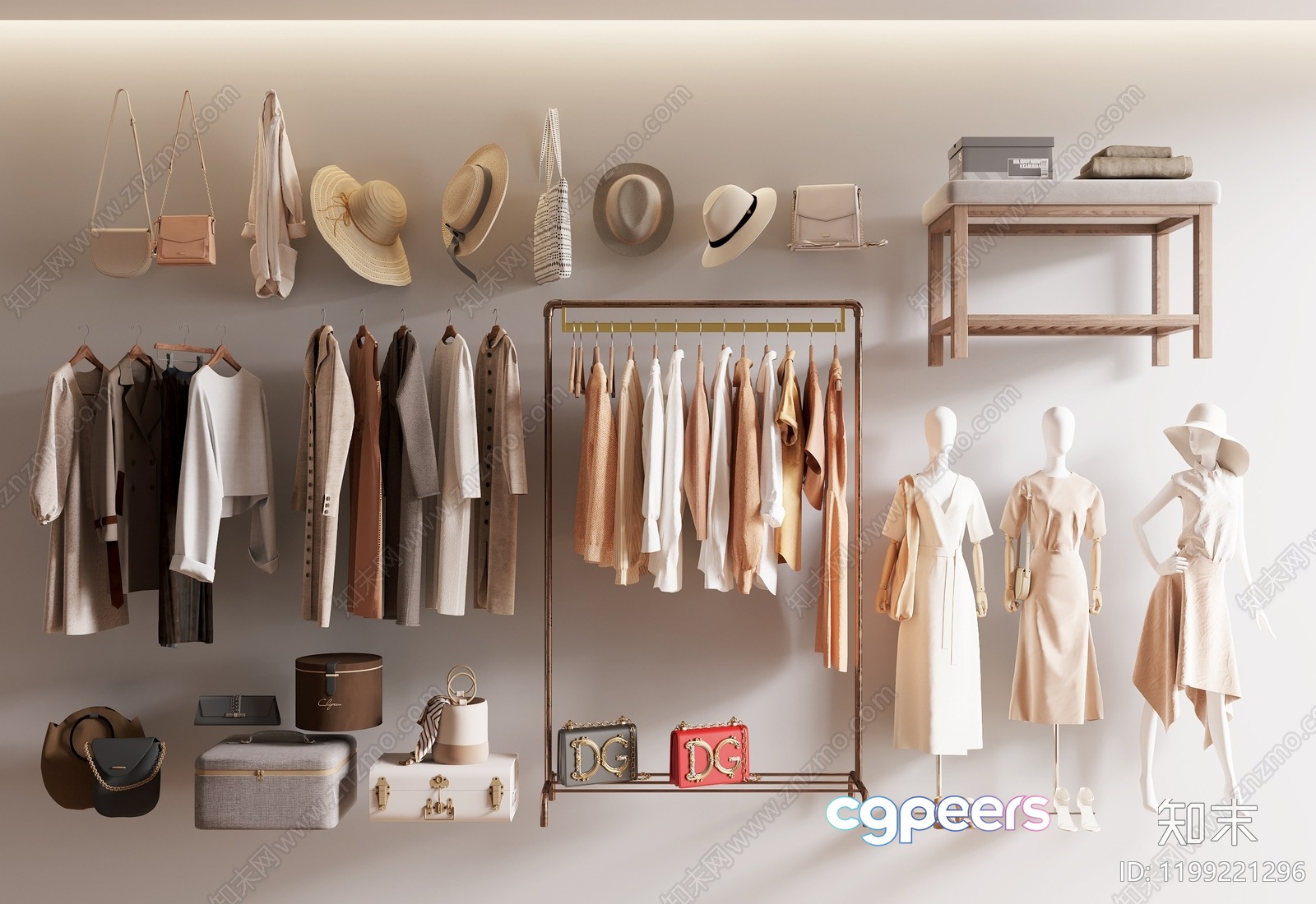 White Clothing Rack 3D Model - 2062 - CORONA Render