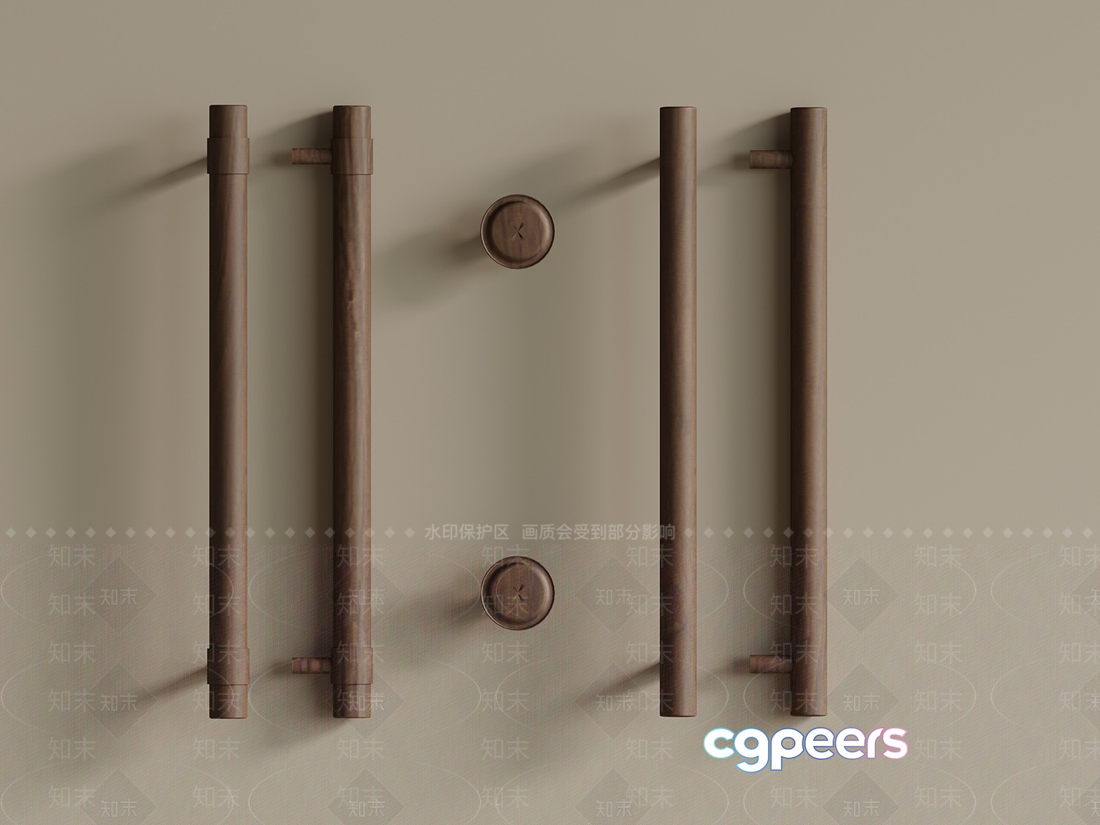A Collection Of Bronze Door Handles 3D Model - 18618 - VRAY Render A Collection Of Bronze Door Handles 3D Model - 18618 - VRAY Render