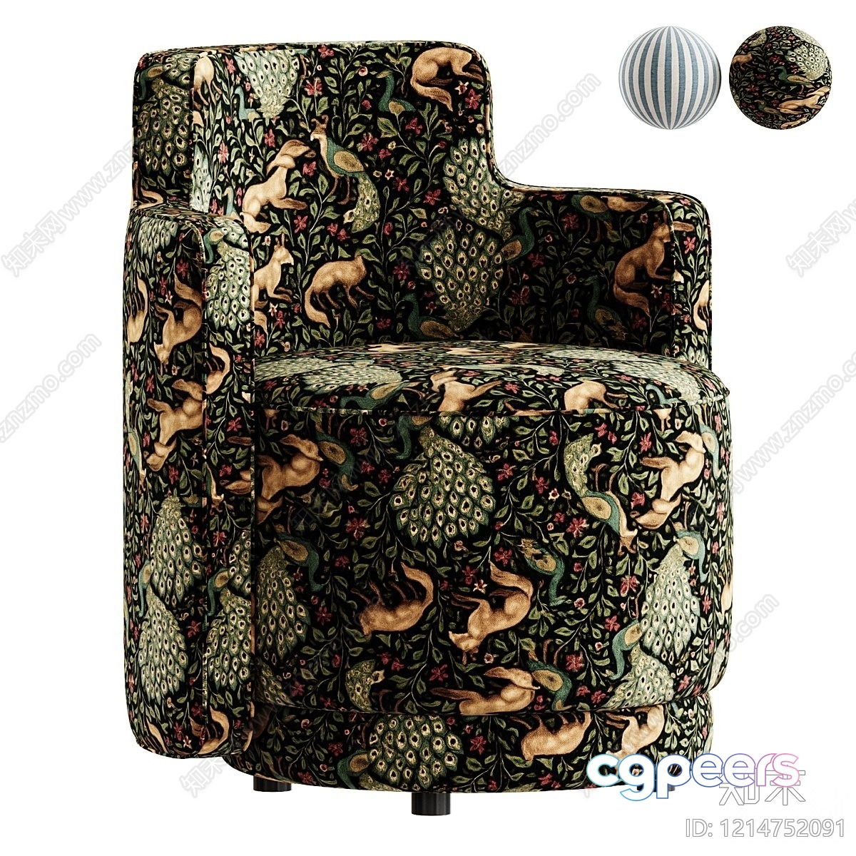 A Green Chair With A Pattern Of Animals 3D Model - 17649 - VRAY Render A Green Chair With A Pattern Of Animals 3D Model - 17649 - VRAY Render