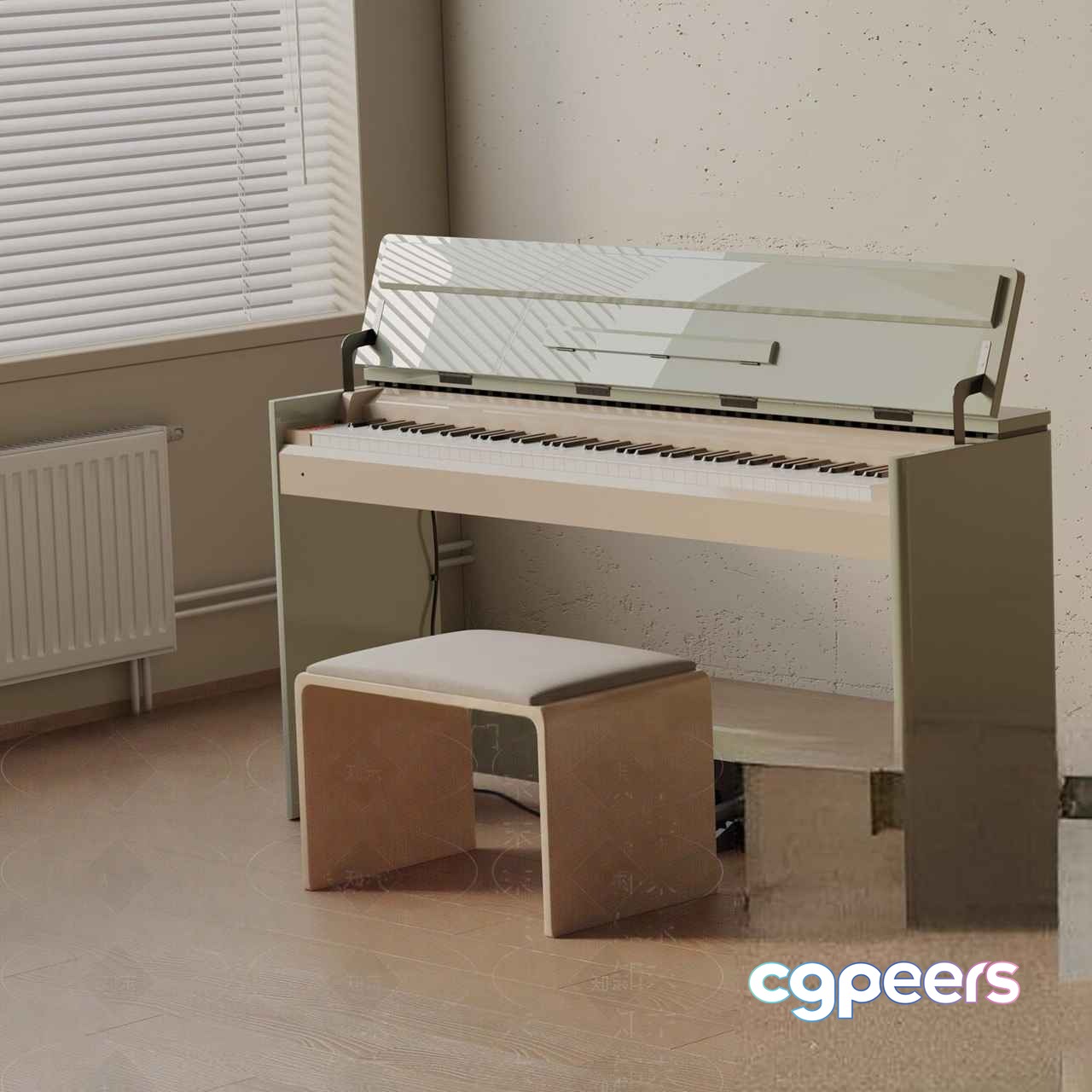 Modern Piano Bench 3D Model - 8390 - VRAY Render Modern Piano Bench 3D Model - 8390 - VRAY Render
