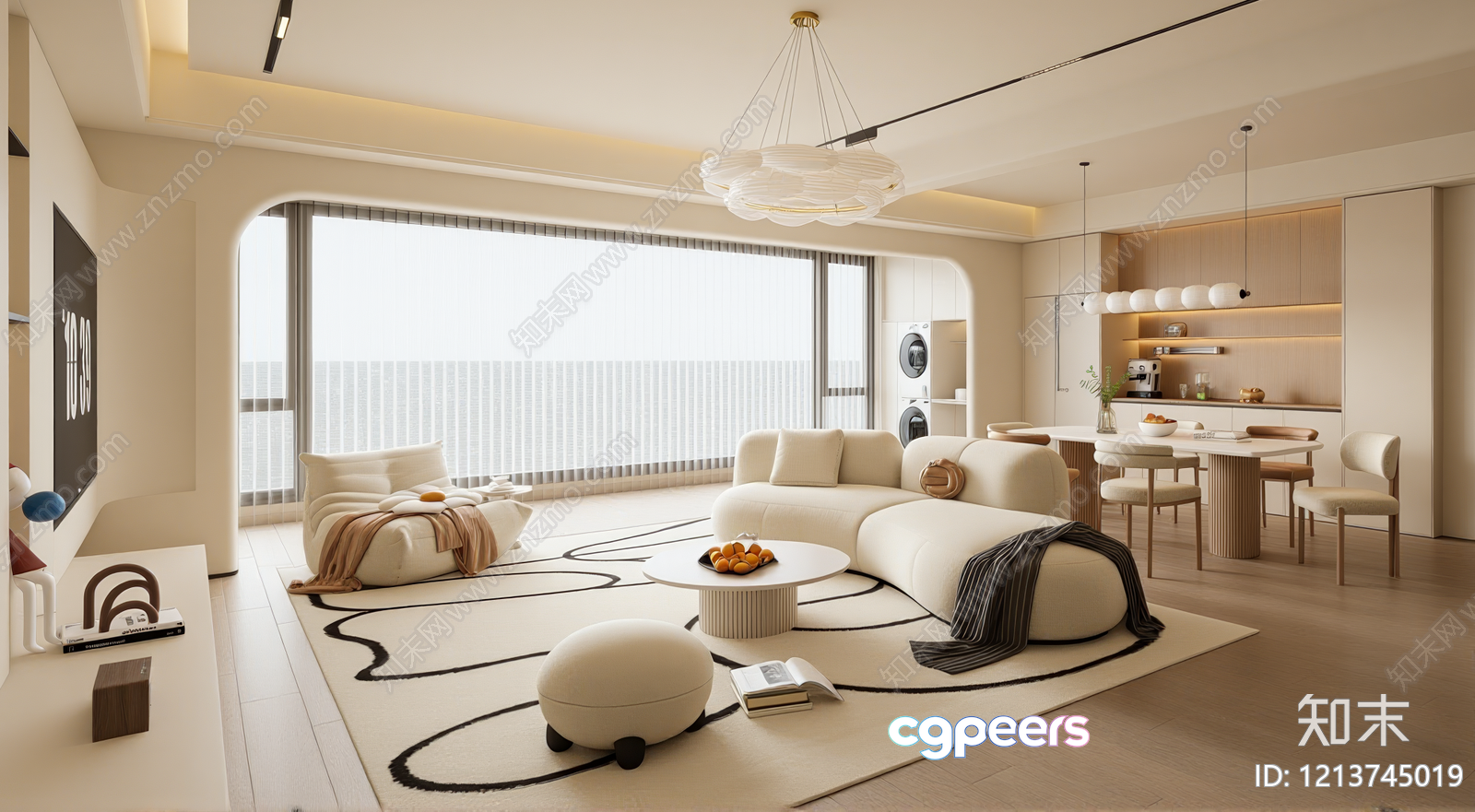 Modern Living Room 3D Model - 12090 - VRAY Render