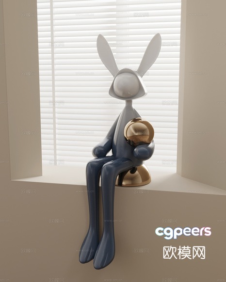 A Grey Bunny Figurine 3D Model - 11792 - VRAY Render