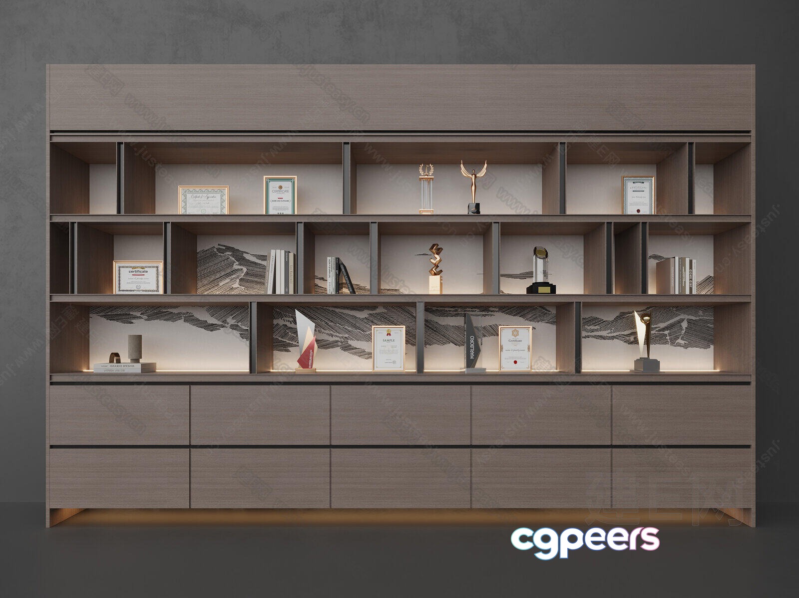 Modern Shelving Unit 3D Model - 6251 - CORONA Render
