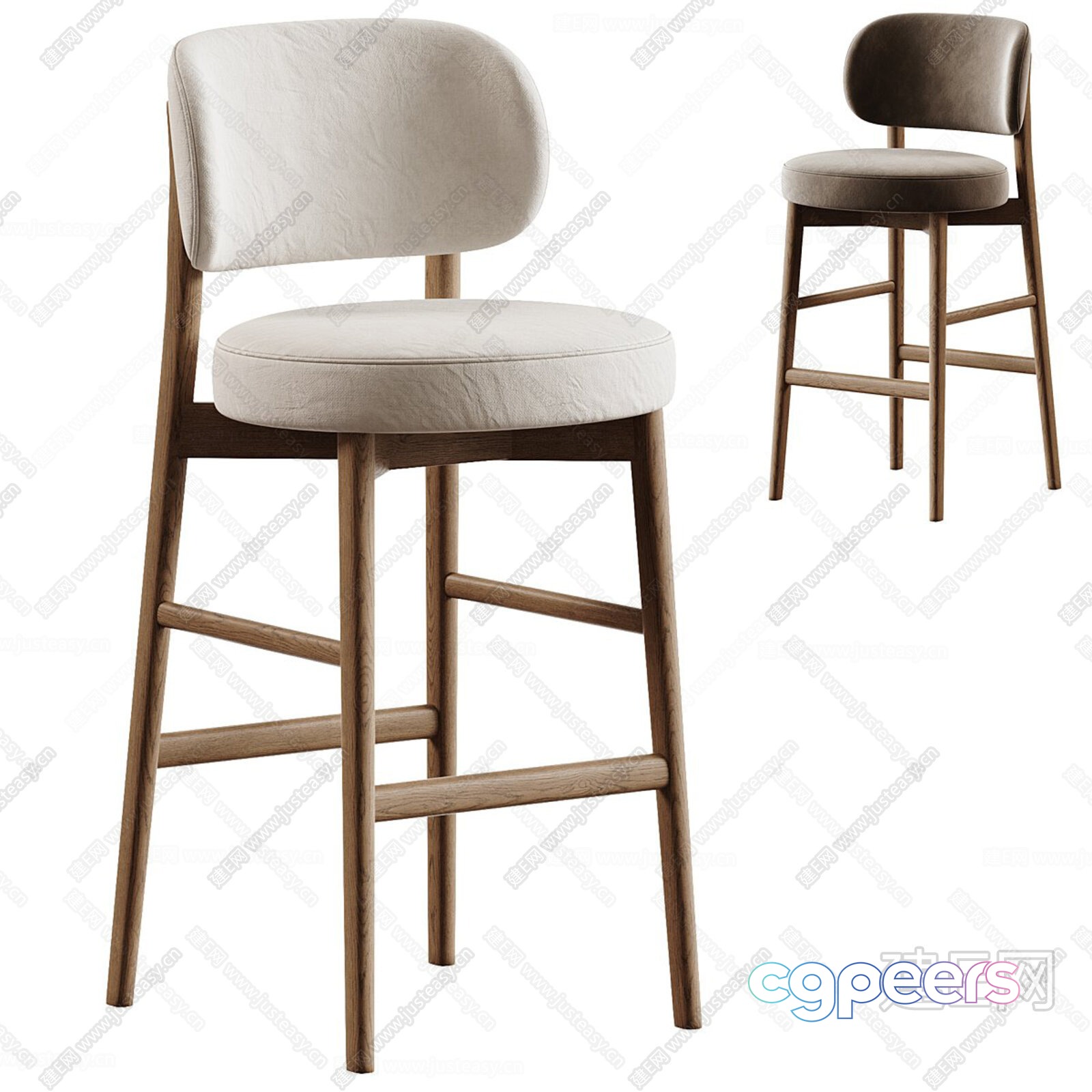 Wooden Bar Stool 3D Model - 12617 - CORONA Render