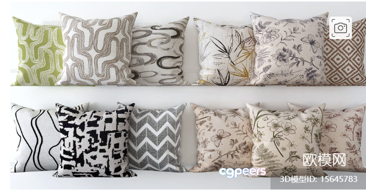 Cozy Throw Pillows 3D Model - 2629 - VRAY Render Cozy Throw Pillows 3D Model - 2629 - VRAY Render