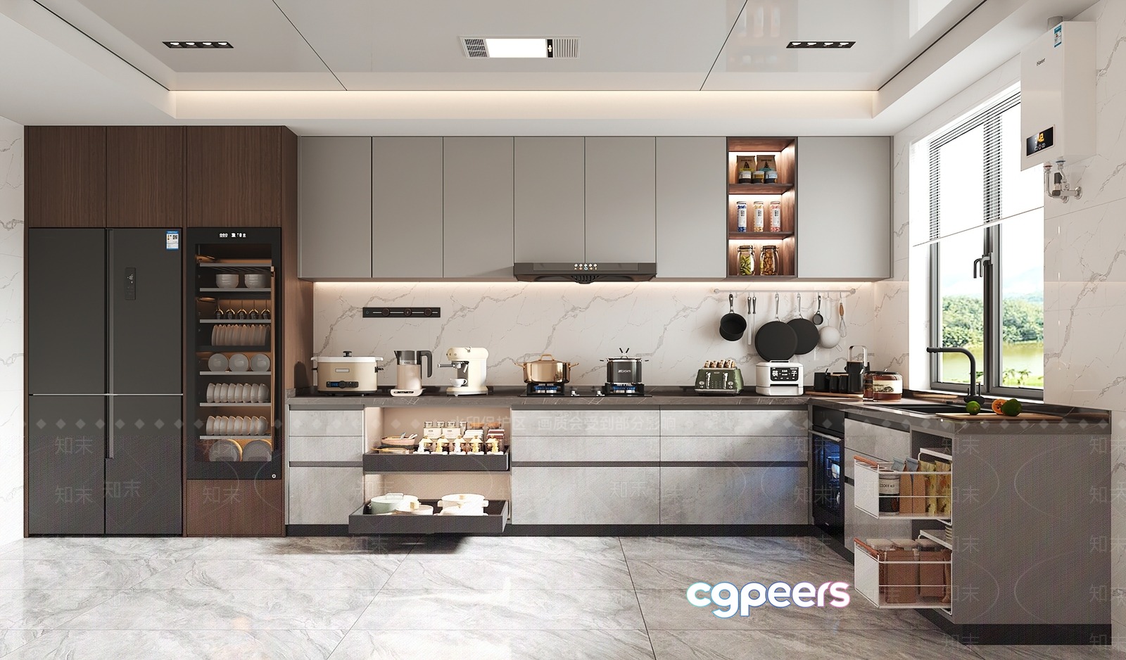 Modern Kitchen Design 3D Model - 3827 - VRAY Render Modern Kitchen Design 3D Model - 3827 - VRAY Render