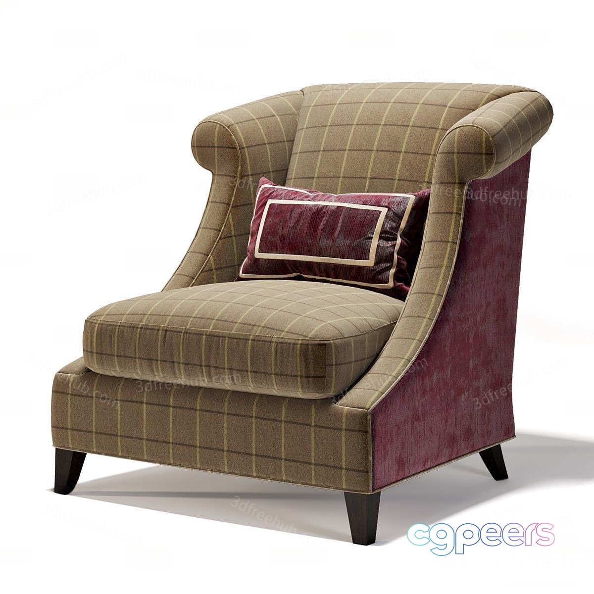 A Plaid Armchair 3D Model - 21481 - VRAY Render
