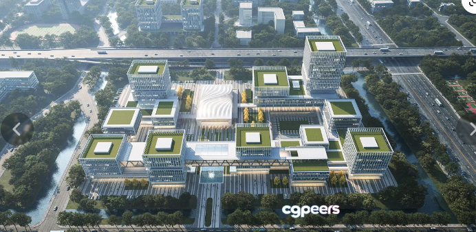 A Large Building Complex With A Modern Architectural Style 3D Model - 2050 - VRAY Render A Large Building Complex With A Modern Architectural Style 3D Model - 2050 - VRAY Render
