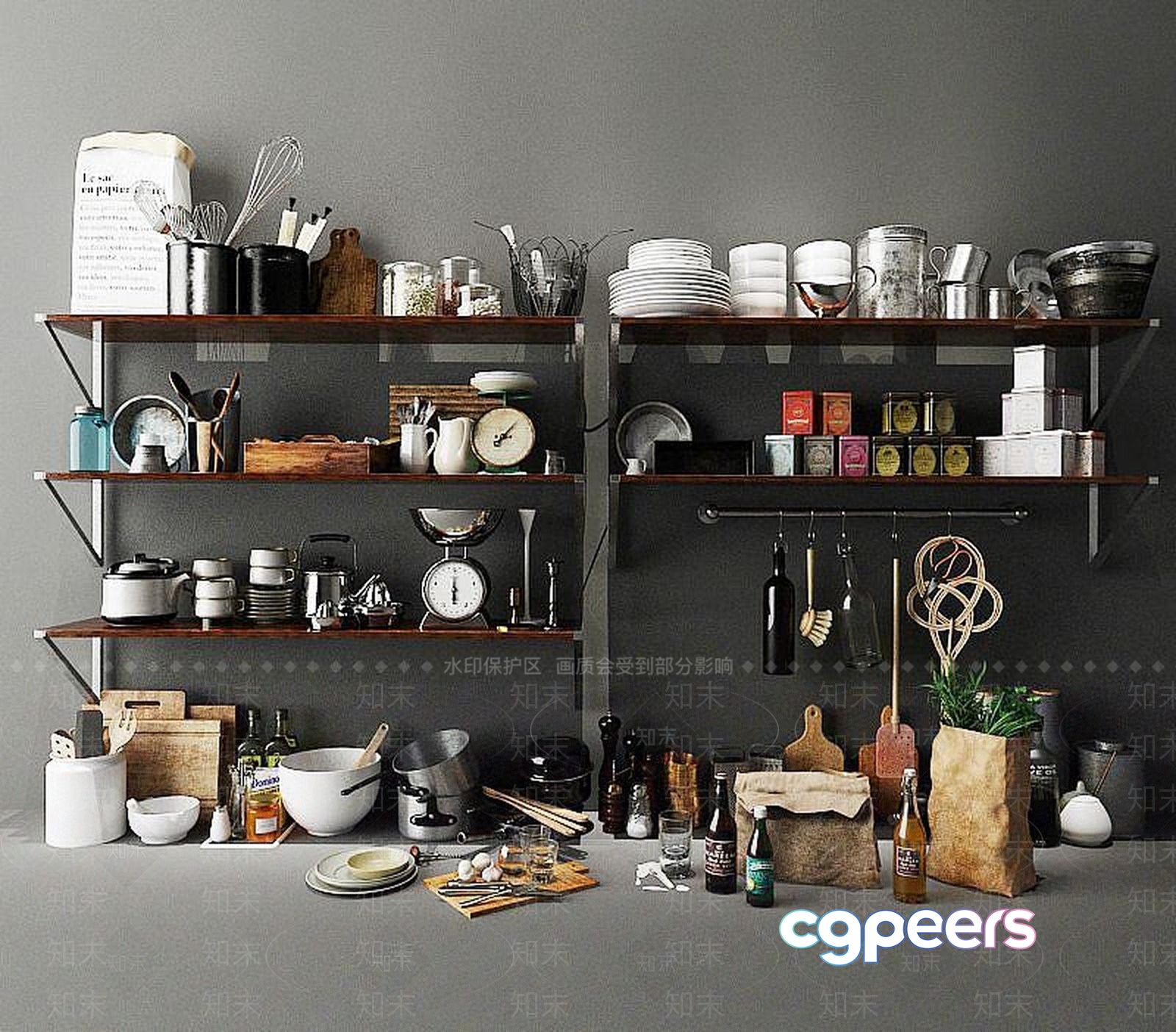 Kitchen Shelving Unit 3D Model - 12757 - VRAY Render Kitchen Shelving Unit 3D Model - 12757 - VRAY Render