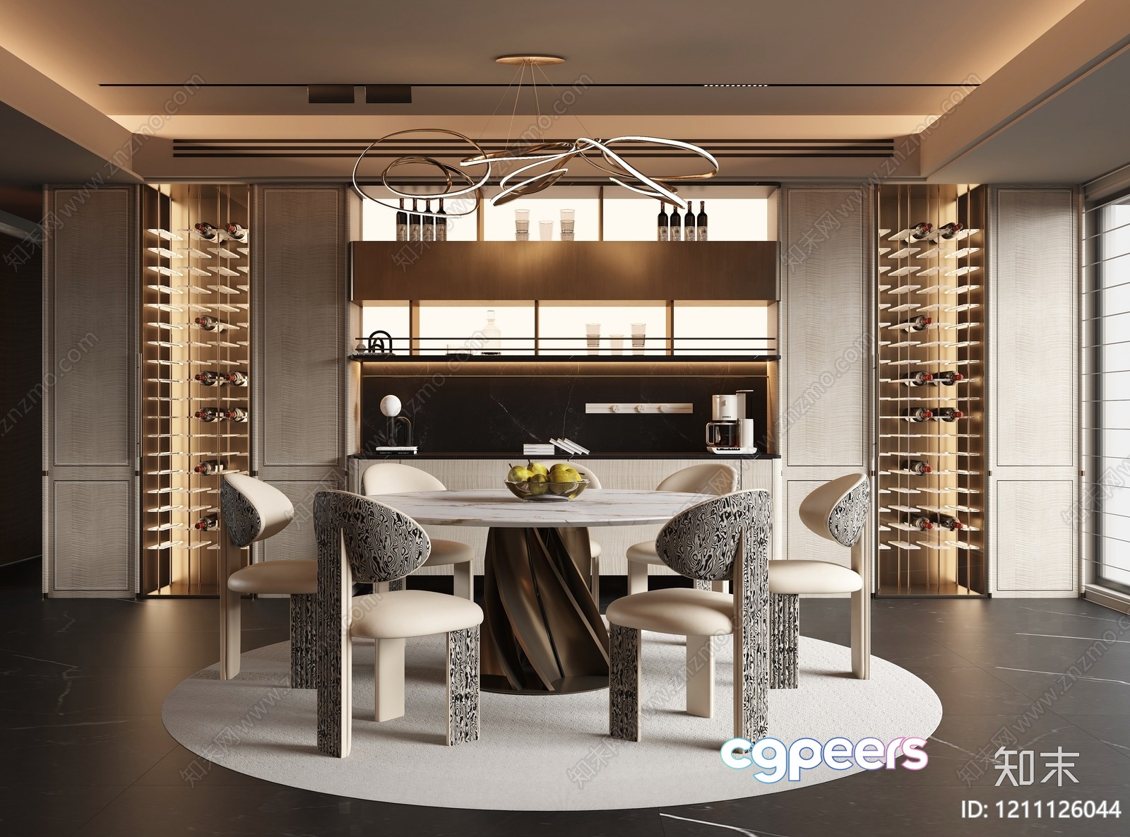 Modern Dining Room 3D Model - 9345 - VRAY Render
