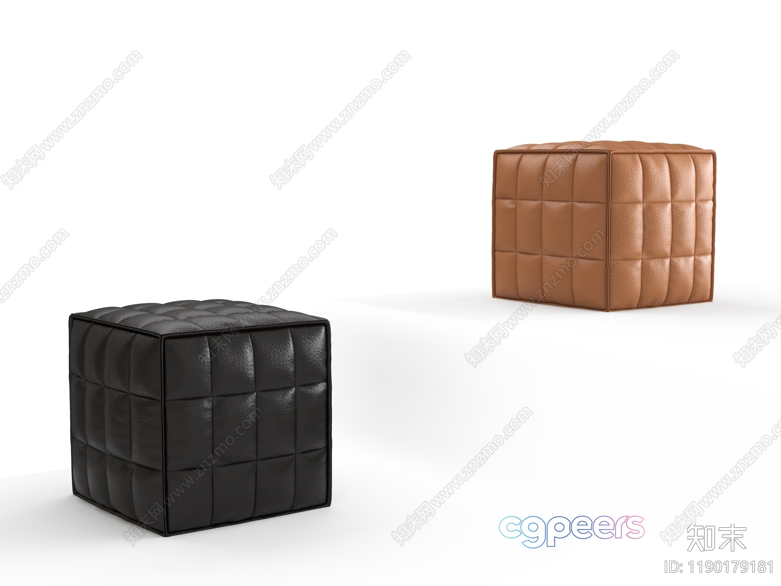 Black And Brown Leather Cubes 3D Model - 17895 - VRAY Render